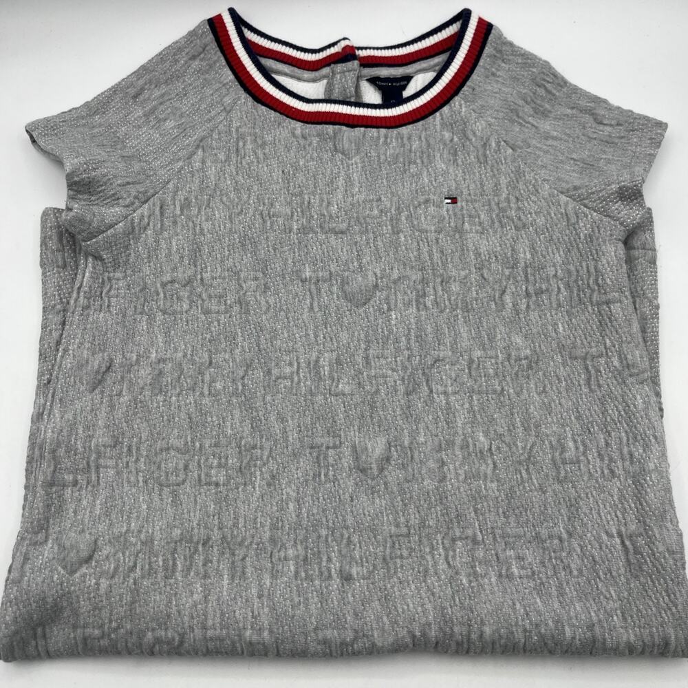 Tommy Hilfiger Girls' Casual Grey Polo Dress, all-over debossed Sz. 12 Pre-own